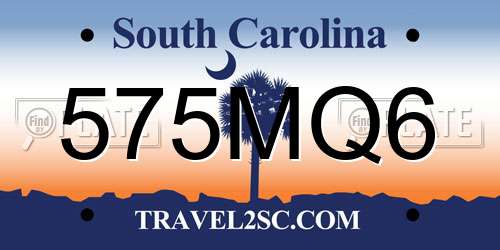 575MQ6 South Carolina License Plate