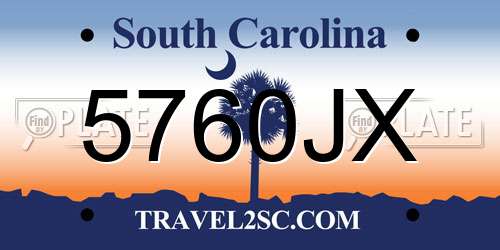 5760JX South Carolina License Plate