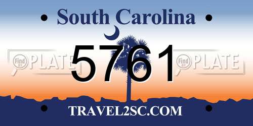 5761 South Carolina License Plate