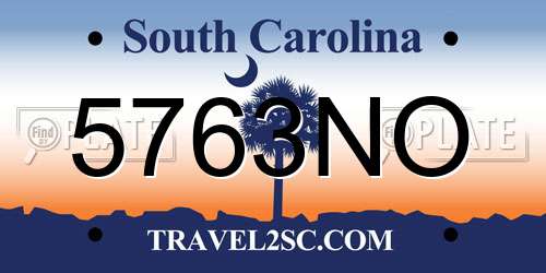 5763NO South Carolina License Plate