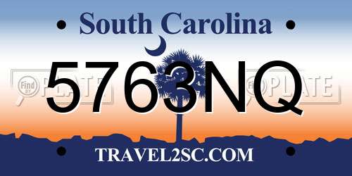 5763NQ South Carolina License Plate