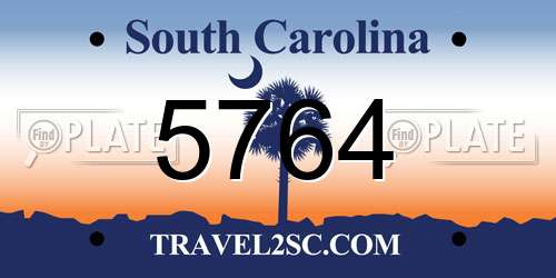 5764 South Carolina License Plate