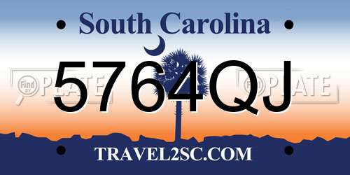 5764QJ South Carolina License Plate