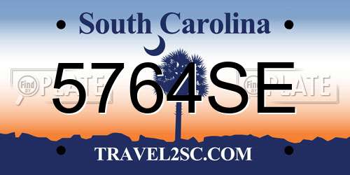 5764SE South Carolina License Plate