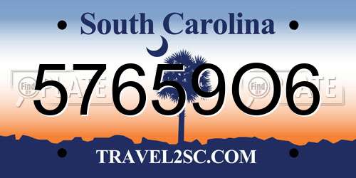 57659O6 South Carolina License Plate