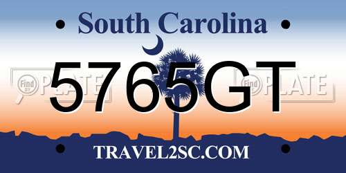 5765GT South Carolina License Plate