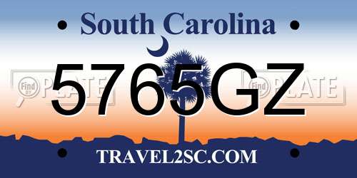 5765GZ South Carolina License Plate