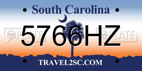 5766HZ South Carolina License Plate