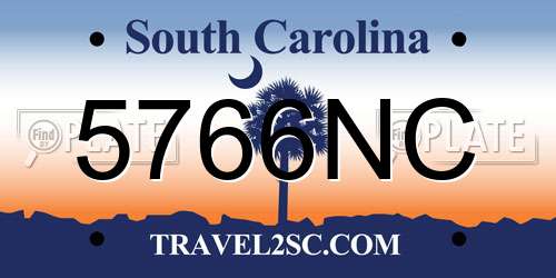5766NC South Carolina License Plate