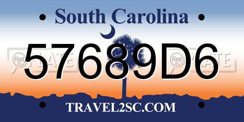 57689D6 South Carolina License Plate