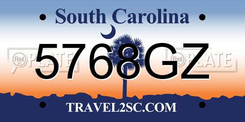 5768GZ South Carolina License Plate