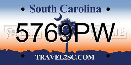 5769PW South Carolina License Plate