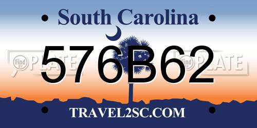 576B62 South Carolina License Plate