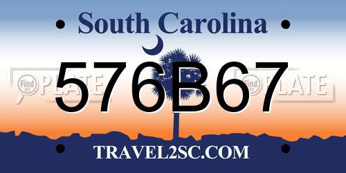 576B67 South Carolina License Plate