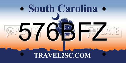 576BFZ South Carolina License Plate