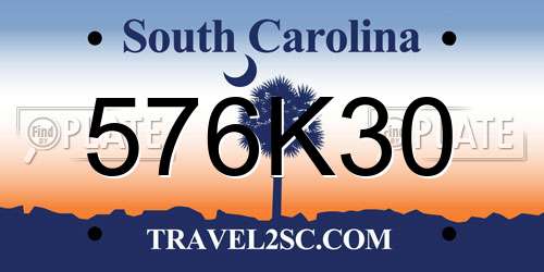 576K30 South Carolina License Plate