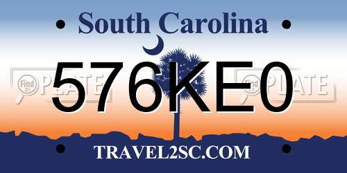 576KE0 South Carolina License Plate