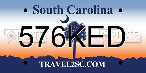 576KED South Carolina License Plate