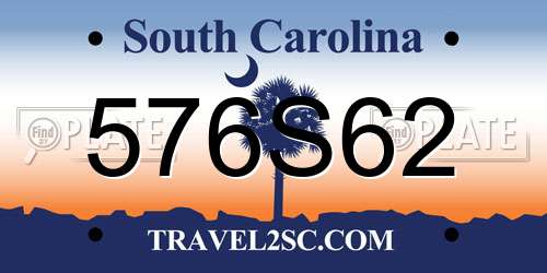 576S62 South Carolina License Plate