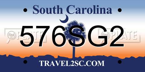 576SG2 South Carolina License Plate