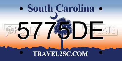 5775DE South Carolina License Plate