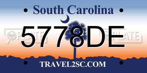 5778DE South Carolina License Plate