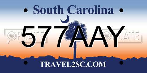 577AAY South Carolina License Plate