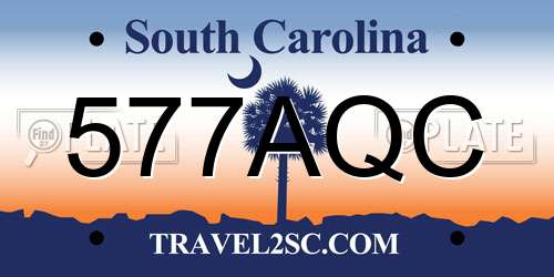 577AQC South Carolina License Plate