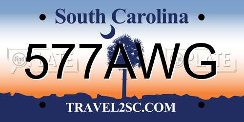 577AWG South Carolina License Plate