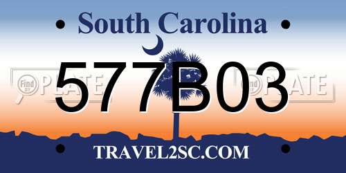 577B03 South Carolina License Plate