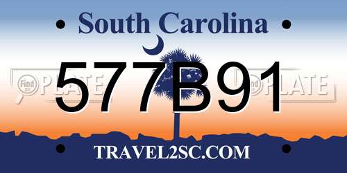 577B91 South Carolina License Plate