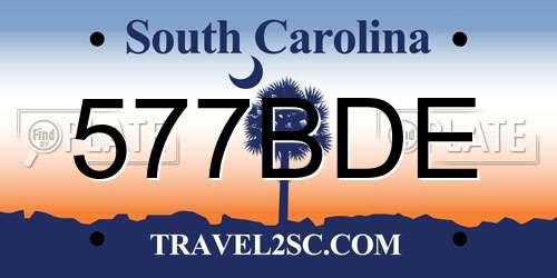 577BDE South Carolina License Plate
