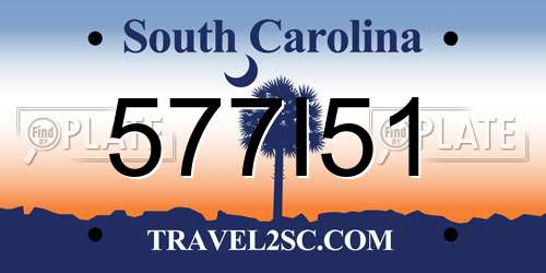 577I51 South Carolina License Plate