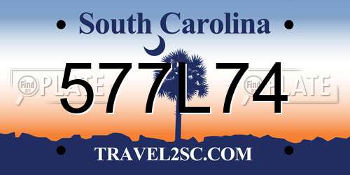 577L74 South Carolina License Plate