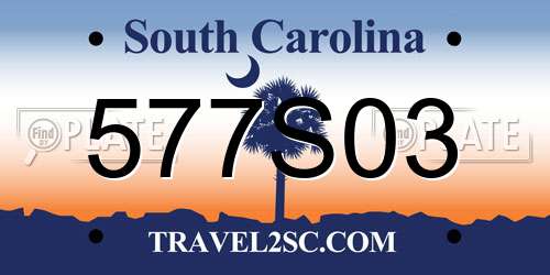 577S03 South Carolina License Plate