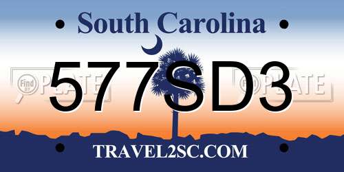 577SD3 South Carolina License Plate