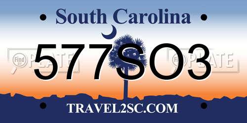 577SO3 South Carolina License Plate