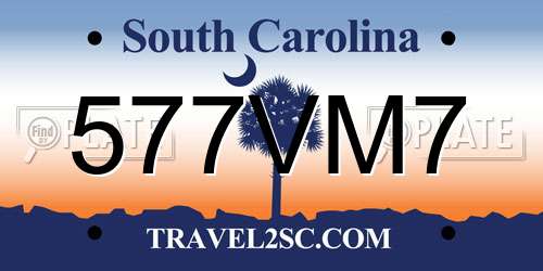 577VM7 South Carolina License Plate