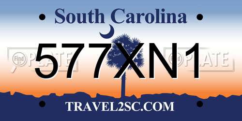 577XN1 South Carolina License Plate