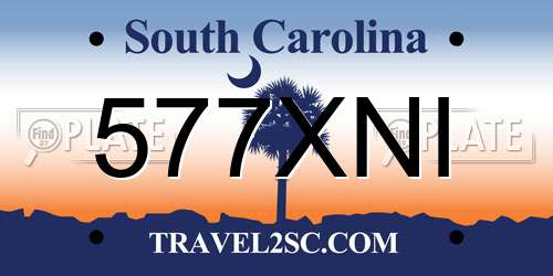 577XNI South Carolina License Plate