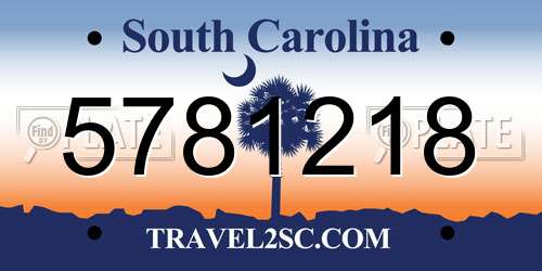 5781218 South Carolina License Plate