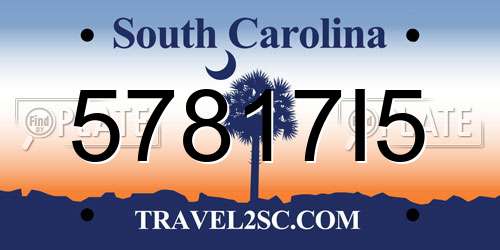 57817I5 South Carolina License Plate