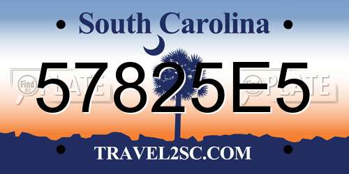 57825E5 South Carolina License Plate