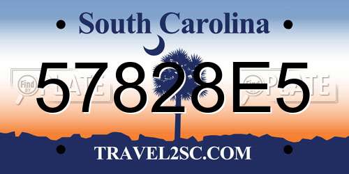 57828E5 South Carolina License Plate