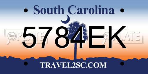 5784EK South Carolina License Plate