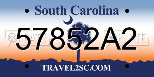 57852A2 South Carolina License Plate
