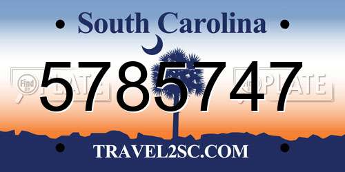 5785747 South Carolina License Plate