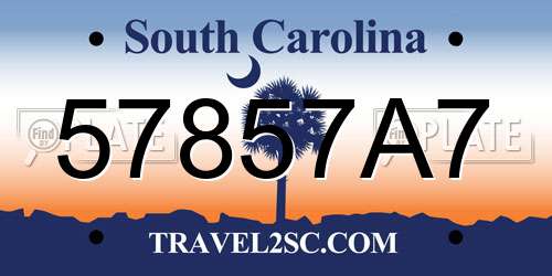 57857A7 South Carolina License Plate