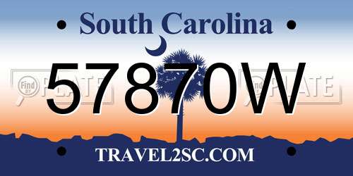 57870W South Carolina License Plate