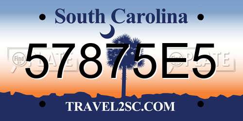 57875E5 South Carolina License Plate